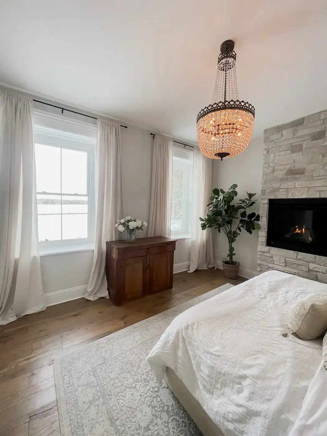 Main-floor bedroom with fireplace