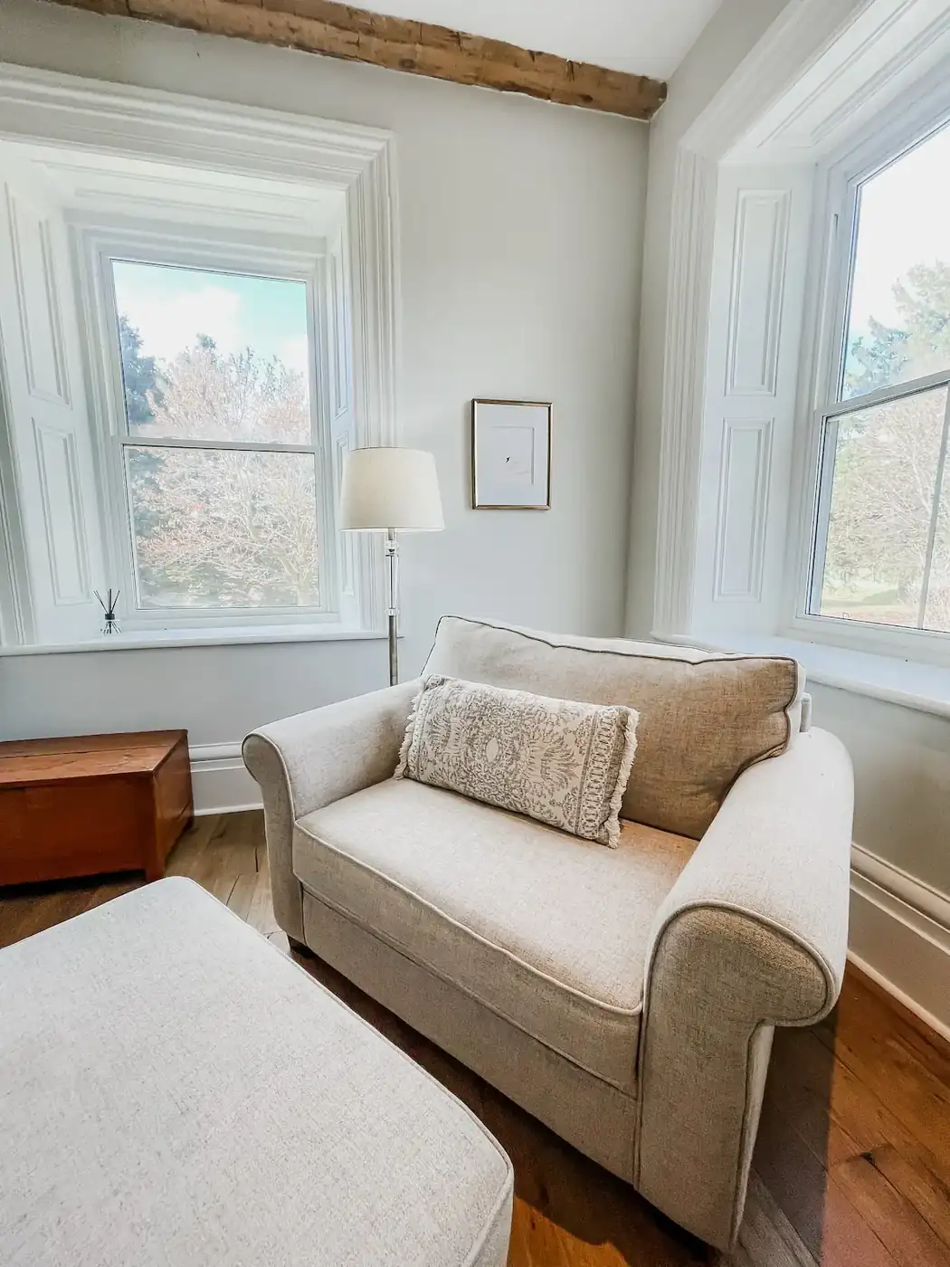 Living room with original beams